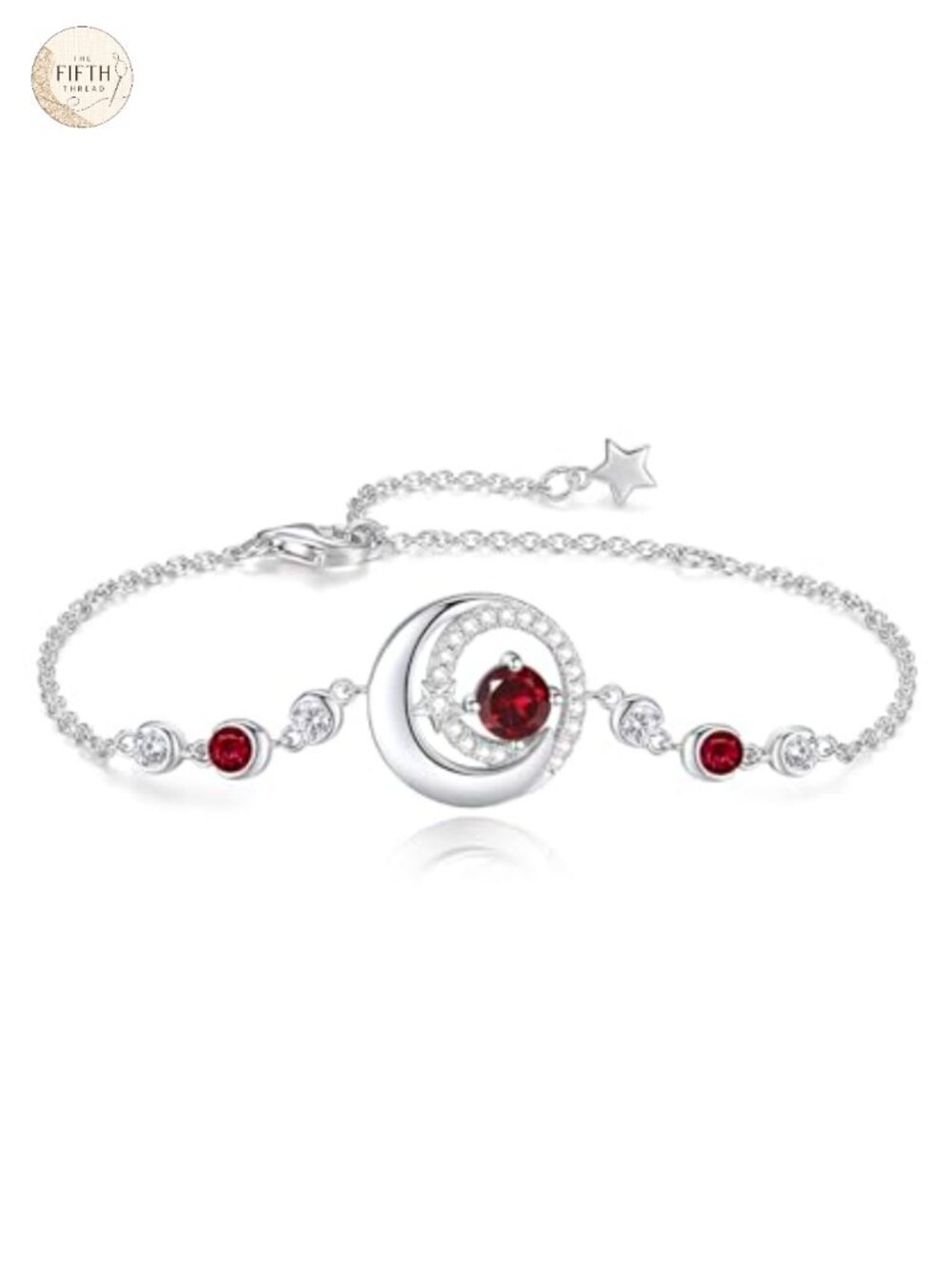 925 Sterling Silver Moon Star Birthstone Link Bracelet Lobster Claw
